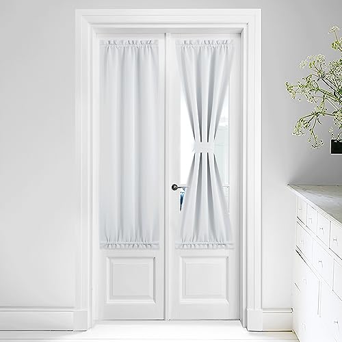 NICETOWN Thermal Door Blinds for Living Room Window, Privacy Room Darkening Insulated French Door Curtains for Kitchen Patio Sidelight Curtains with T