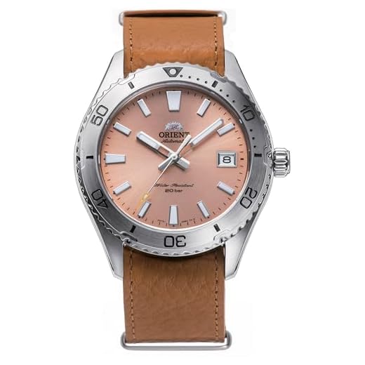 ORIENT Relógio japonês automático/de corda traseira de 40 mm estilo mergulhador com cristal de safira modelo: RA-AC0Q05P10B, Damasco