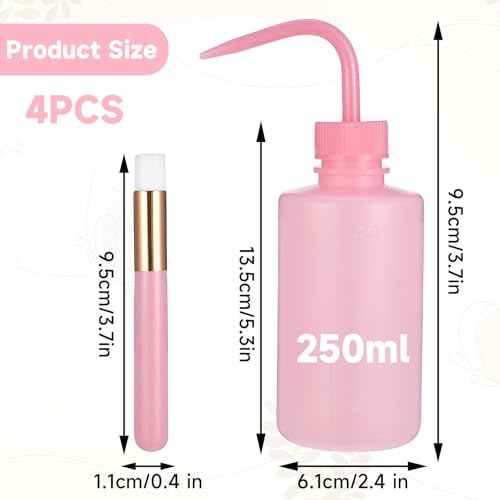 Prasacco 4-Piece Eyelash Cleaning Kit with Shampoo Brush and Wash Bottle for Extensions, Pink, White - Image 2