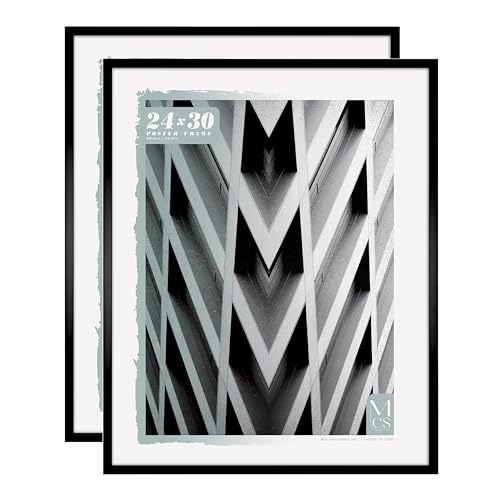 Image of MCS Foundation 24x30 Poster Frame Traditional Black, Vertical & Horizontal Wall Hanging Large Picture Frame for Photos, Posters & Art Prints (2-Pack)