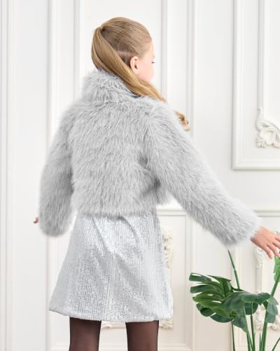 Image of BOLEROSE Girls Collared Faux Fur Bolero Jacket