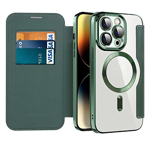 Étui en cuir premium iPhone 14 avec protection de lentille et support magnétique