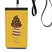 Cup Chocolatey Sweet Ice Pattern Phone Wallet Purse Hanging Mobile Pouch Black Pocket