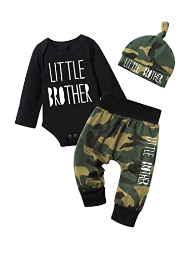 Image of Fommy Newborn Baby Boy Clothes New to The Crew Letter Print Romper+ Pants+Hat 3PCS Outfit