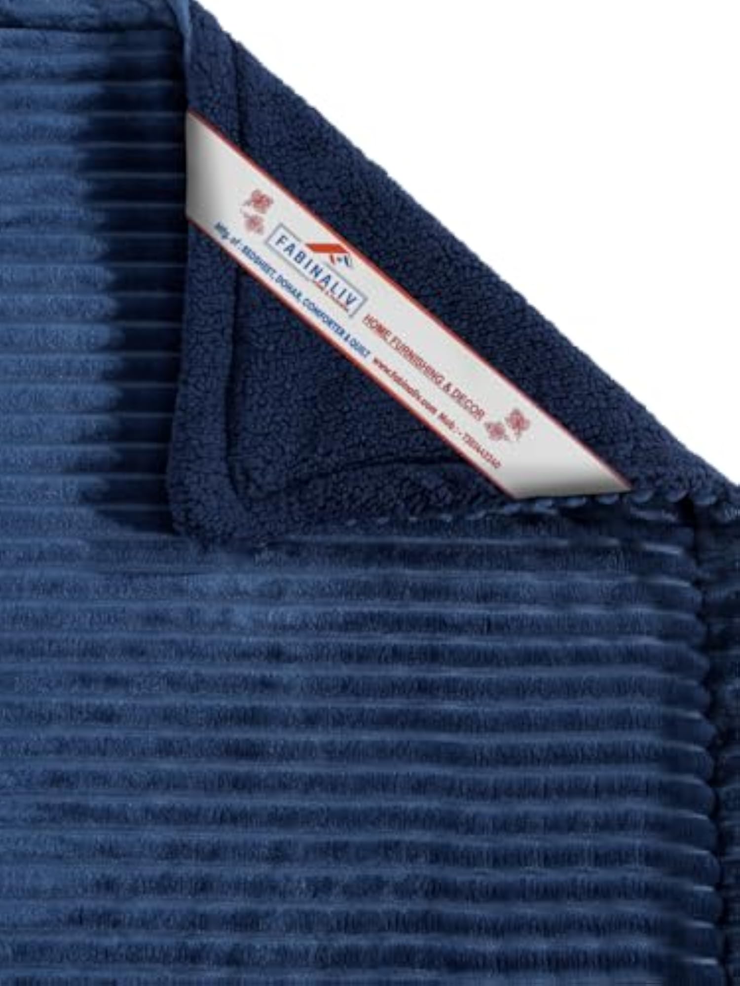 Navy Blue Striped Winter Embossed Woollen Double Bed Comforter