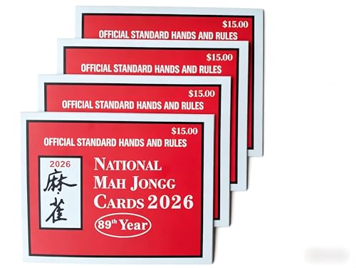Mahjong Cards 2026 4 PCS Mah Jong Card Large Print Easy to Read Rule Cards for Mah Jong Perfect Mahjong Accessories and Gifts for Mahjong Beginners