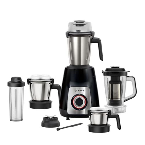 Image of Bosch TrueMixx Pro 1100W Mixer Grinder | German Engineering for Precision Grinding | 5 Jars including Blend & Carry Jar | Hands-Free Operation with Lid Locks | 5 Year Motor Warranty 【MG8915A1KI】