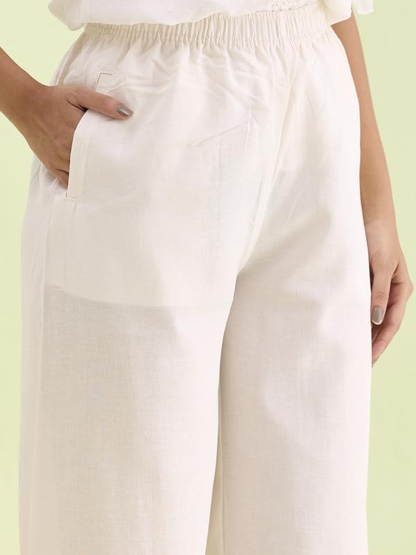 Image of GO COLORS Soft Viscose & Linen Blend Linen Palazzo Full Length for Women| Breathable, Mid Rise