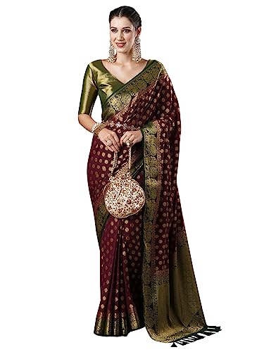 Sari Kanjeevaram en Georgette idéal pour briller lors des mariages et fêtes