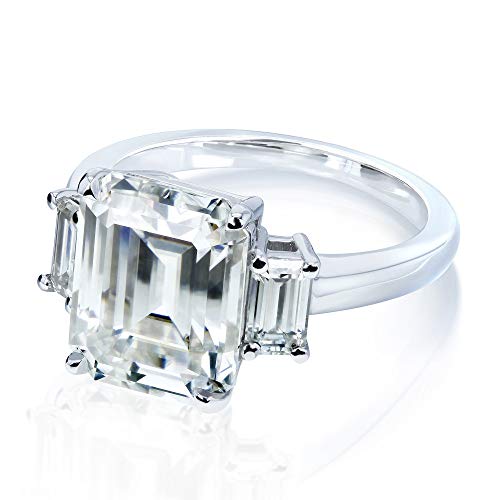 Kobelli 5 1/2 Carat Tgw Three Stone Emerald Cut Moissanite Statement Engagement Ring In 14K White Gold - Size 7 #TOP6