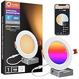 Lumary 6 Inch Smart WiFi Recessed Lighting, RGBWW Canless LED Wafer Downlight, 13W 1000Lm Color Changing, Ultra-Thin w/Anti-Glare Baffle, Compatible with Alexa/Google/Remote-Included, 1PC