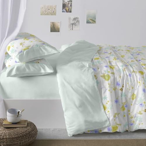Burrito Blanco | Fundas nórdicas Estampadas | Cama de 90cm. (+Medidas Disponibles) | Diseño 140 | Color Verde Agua (90x190/200cm.)