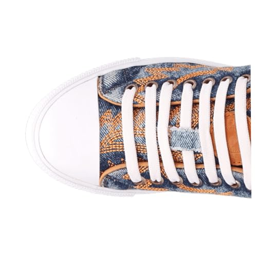 Dingo Womens Campus Embroidered Lace Up Sneakers Shoes Casual - Blue, Brown4