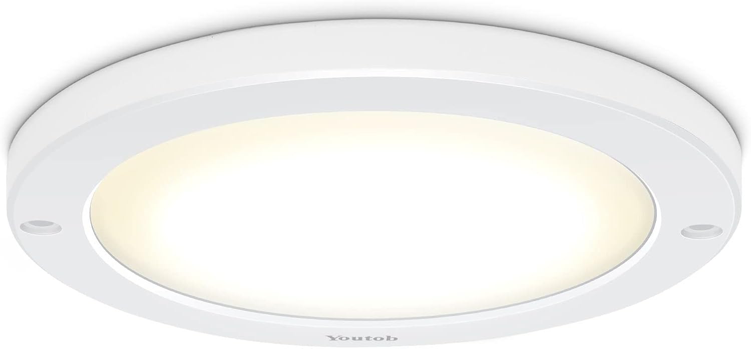 Youtob LED Flush Mount Ceiling Light, 15W 100 Watt Equivalent, 1200lm Brushed Silver Round