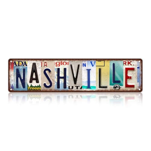 Vintage Nashville Wall Decor Street Signs Music City Metal Tin Signs 16 x 4 Inches