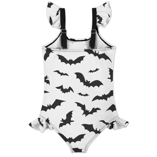 Girls One Piece Swimsuit Cute Alpacas Hearts Stars Ruffles Swimwear Bathing Suits 3-12 Years2