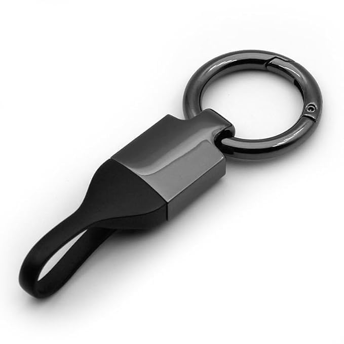 Premium Leather Car Keychain with Metal Ring Hook | Stylish Durable Key Holder for Car, Bike, Home & Office Keys | Lightweight Leather Key Ring for Men & Women | Black-image-31