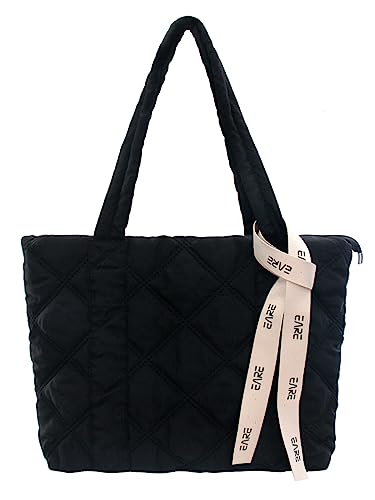 Image of Puffer Quilted Tote Bag for Women Puffy Padded Crossbody Purse Soft Lightweight Shoulder Bag with Zipper