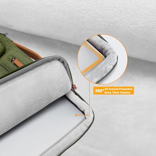 Image of MOSISO 360 Protective Laptop Case 13.3 inch, 13-13.3 inch Laptop Sleeve Compatible with MacBook Air /Pro 13 / Pro 14,HP Dell Acer ASUS,Side Open Carrying Case with 4 Zipper Pockets&Handle, Olive Green