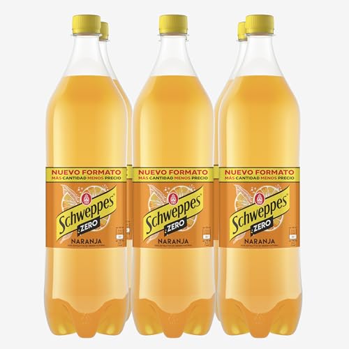 Schweppes Naranja Zero, Refresco sin Azúcar ni Calorías - Botella PET, Pack 6 x 1,5 L