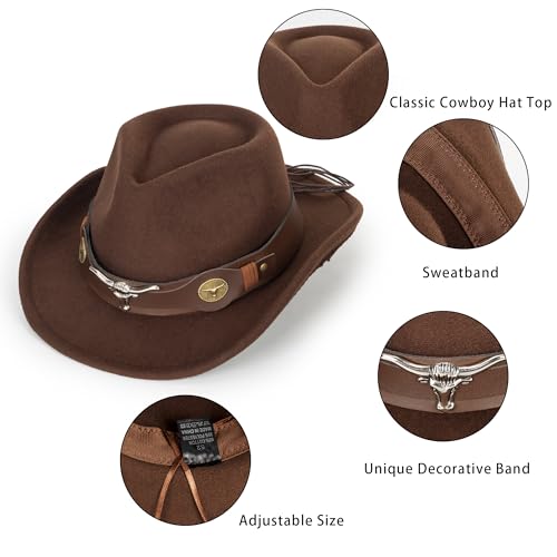 Western-Cowboy-Hat Classic Cowgirl-Hat for Kids Boys Girls Bull-Head Fedora for Party(4-8T)4