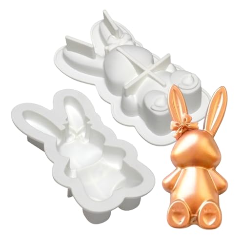 mostsom 3D Bow Bunny Silicone Candy Molds Silicone Molds for Hard Candy, Chocolate, Gummy Caramel, Ganache, Ice Cubes (Rabbit L_7x3.8x1.52inch)