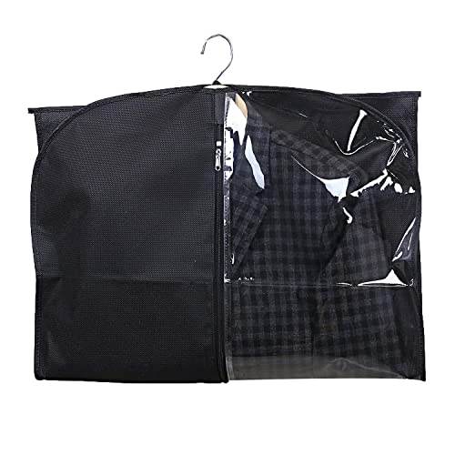 Image of Kuber Industries Half Transparent Blazer Cover|Suit covers with zip for Men, Women|Cloth Organizer for Wardrobe|Transparent Window & Premium Zipper|Pack of 3 (Black)