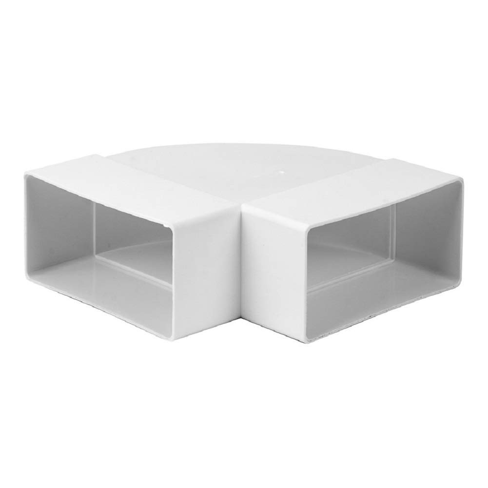 Steinberg14 White 110x55mm / 4x2 inch 90° Horizontal Elbow - Flat Channel Bend - Rectangular Plastic Ducting Adaptor
