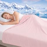 Yanghad Kühldecke 150x200cm, Doppelseitige Selbstkühlende Sommerdecke, Leichte Kühldecke für Menschen Q-Max  0,4, Leichte Hochwertige-Kühlfaser Decke für Bett, Sofa & Reise (Rosa)