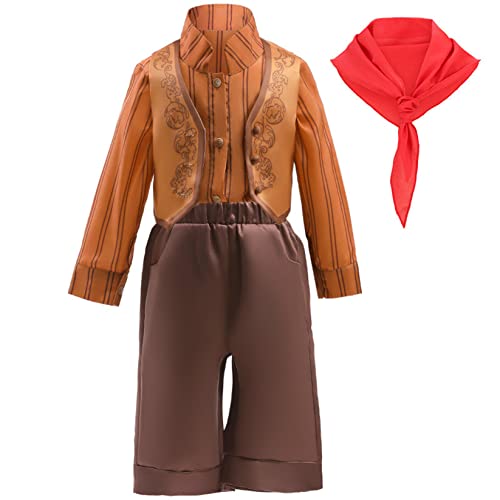 Runhomal Déguisement Prince Enfant Garçon Costume Médiéval Roi Magicien Ensemble Garçon Halloween Cosplay Carnaval 1-7 Ans Marron 2-3 Ans Cover