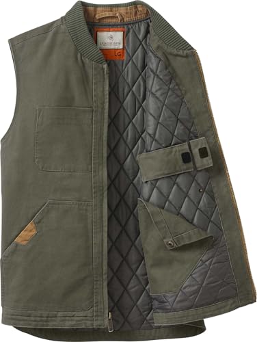 Legendary Whitetails Men's Quilted Canvas Vest Zip Up Heavy Duty Water-Repellent Finish2