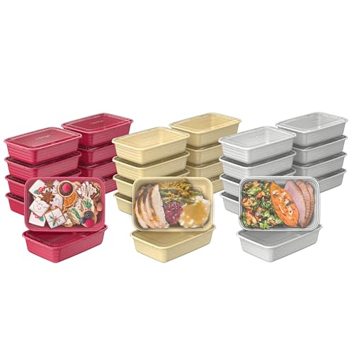 Bentgo Prep 60-Piece Holiday Food Storage Set - 1-Compartment Meal Prep Containers 4-Cup Capacity Reusable Durable PFAS & BPA-Free Microwave/Freezer/Dishwasher Safe (Holiday Glitter Collection)