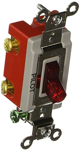 Hubbell HBL1222PL Double Pole Toggle, Industrial Grade, 20 amp, 120/277V, Pilot Light Red