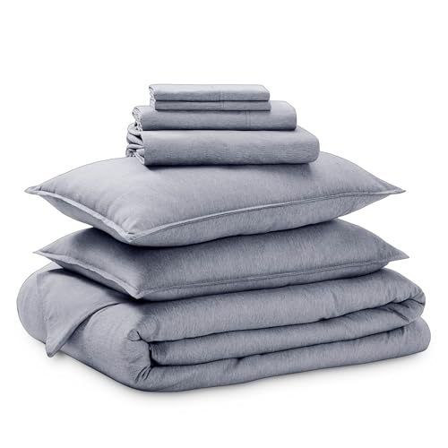 Bare Home Bed-in-A-Bag 7 Piece Set (Queen, Heathered Midnight Blue)