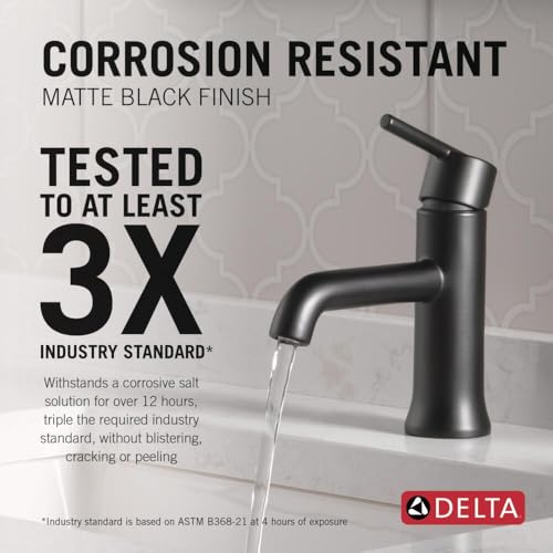 Image of Delta Trinsic Single-Handle Bathroom Faucet with Metal Drain Assembly, Matte Black 559LF-BLMPU