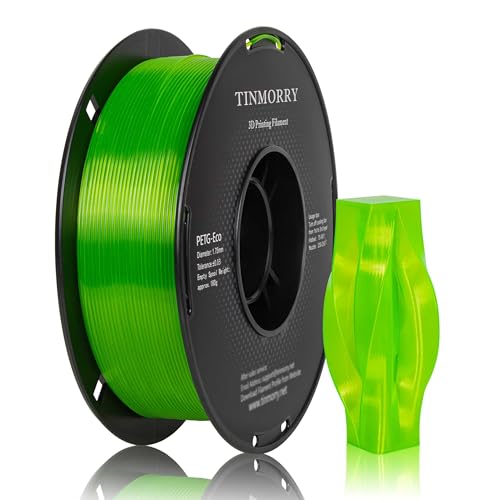 Image of TINMORRY PETG Filament 1.75, Rapid PETG-Eco 3D Printer Filament, Compatible with Most FDM 3D Printers, 1 KG 1 Spool, Transparent Green