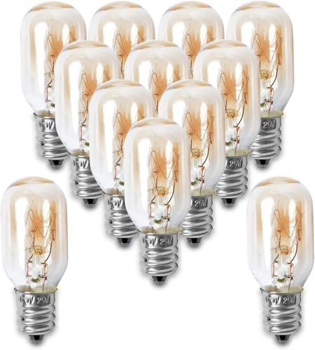 12 Pack 25 Watt Tubular Bulbs Himalayan Salt Lamp Replacement Compatible with Scentsy Plug-in Nightlight Wax Warmers/Home Fragrance Wax Diffusers, 120V, E12 Base Socket by Wadoy