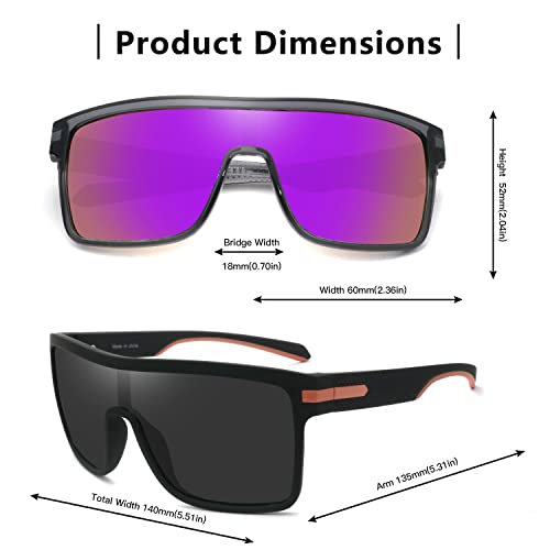 2 Pack Flat Top Polarized Sports Sunglasses Outdoor Cycling Glasses with Polarized Lens, Square sunglasses4