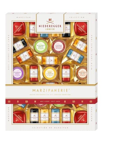 Niederegger | Marzipanerie | 1x 398g | Enthält edle Marzipan-Herzen gefüllte Taler & die beliebtesten Klassiker | Umhüllt von Zartbitter- & Vollmilch-Schokolade | Marzipangeschenk