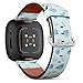 CJBROES Replacement Leather Watch Band, Compatible with Fitbit Versa 3 and Fitbit Sense of Wristband Bracelet Accessory - Cute Different Colorful Decorative Watercolor