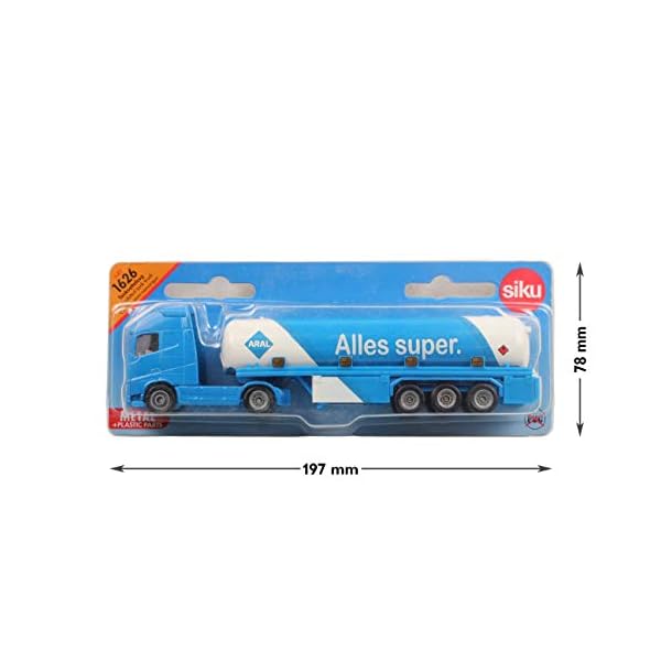 siku 1626, Tanksattelzug, Metall/Kunststoff, 1:87, Blau/Weiß, ARAL-Optik, Spielzeugauto für Kinder, Bereifung aus Gummi – Bild 3