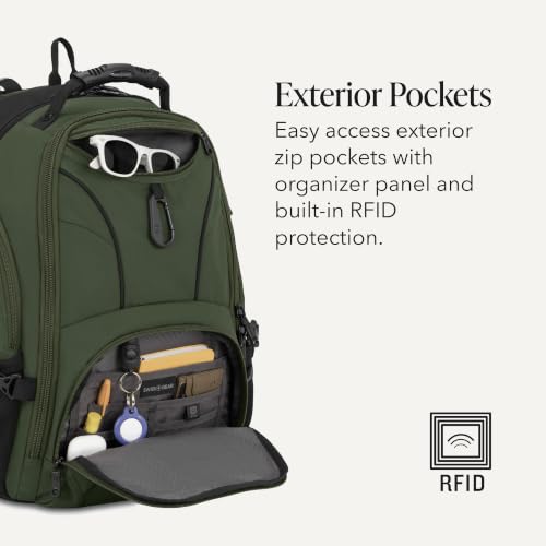 Image of SWISSGEAR Sion 2-Piece Travel Set, Softside Expandable Carry-On Spinner Bundled with 1900 ScanSmart 17 inch Laptop Backpack with RFID Blocking & Tech Organization, Evergreen
