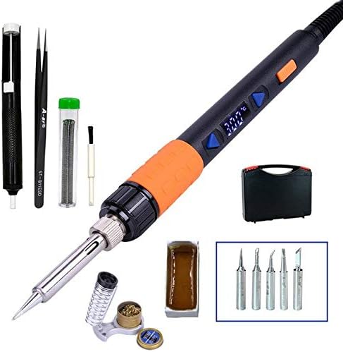 Soldering Soldering Iron Occus GT90E 90W LCD Display adjustable temperature electric soldering iron Kit with Solder Soldering tips - (CN, Color: GT90E-04, Plug Type: UK)