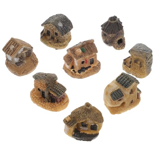LALAFINA 8個 ポータブルミニハウス樹脂クラフト 小型デスクトップ装飾用かわいいマイクロランドスケープオーナメント