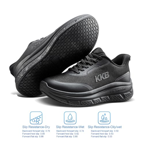 Image of Men's Non Slip Work Shoes Waterproof Easy Slip Sneakers for Kitchen Restaurant Chefs Nurses with Arch Fit Support Orthopedic