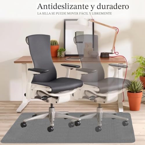 Miniatura 3 de Arthome 90x140cm Alfombra Antideslizante Para Sillas De Oficina, Protector De Suelos De Madera, Alfombra Pequeña Para Suelos De Oficinas Y Estudios Gris