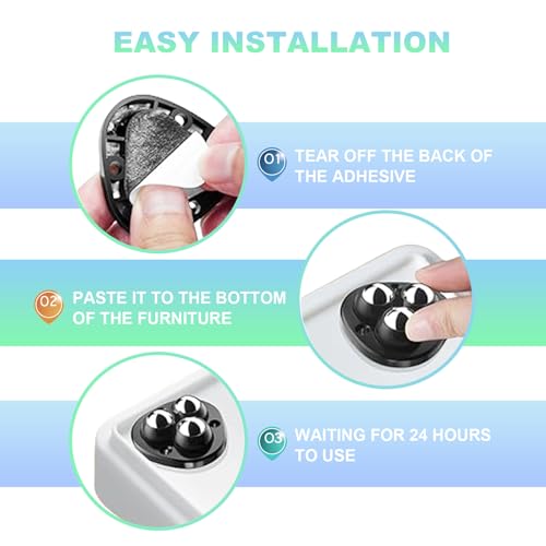 Image of Self Adhesive Appliance Sliders 8 Pack Kitchen & Furniture Rollers | Move Small Appliances Easily 360 Glide No Tools Peel Stick 12lbs Per Wheel