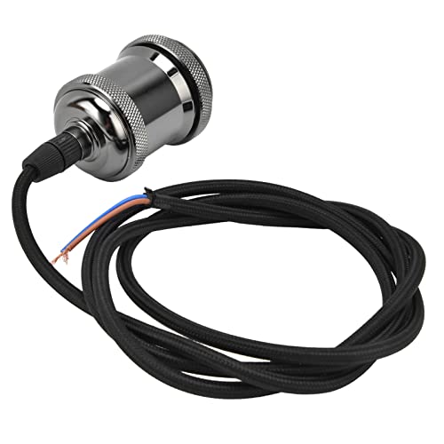 Fockety Kit de Cordon de Suspension Vintage Noir pour Bricolage à la Maison avec Support de Lampe en Aluminium pour Ampoules E26 E27, Kit de Suspension à Brancher de 1,5 M pour et Restaurants