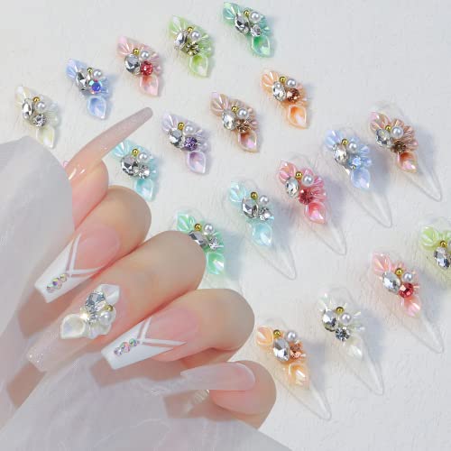 HOINCO 30 Pcs Nail Art Rhinestones & Pearls, Luxury Crystal Gems - Image 2