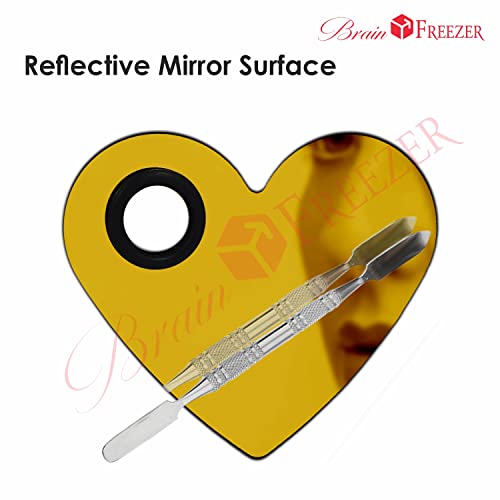 Image of Brain Freezer Shiny Makeup Palette with Stainless Steel Heart Shape Spatula, Golden 100 g